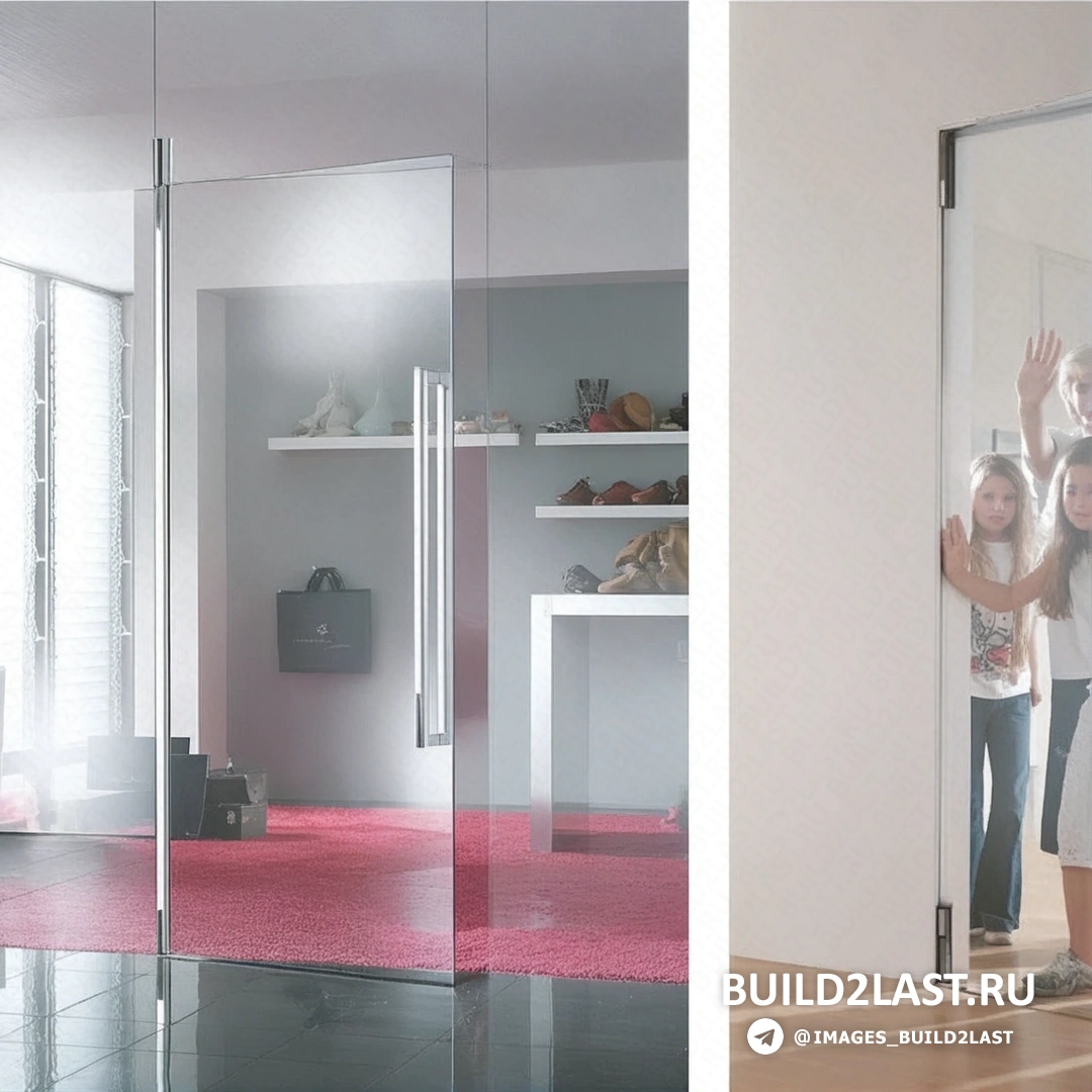 Белая стеклянная дверь в современном интерьере.