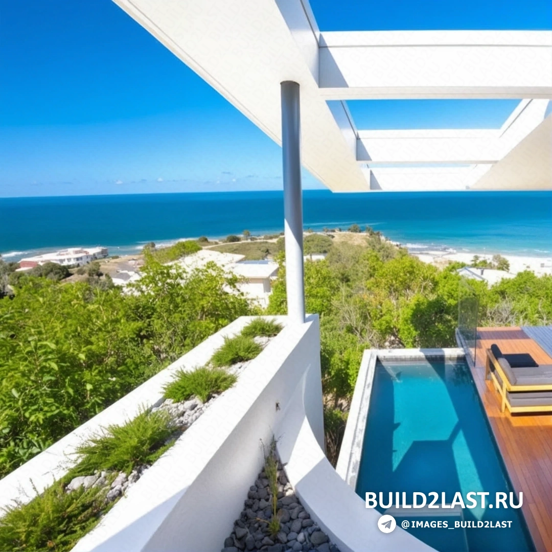 Главная спальня с панорамным окном, через которое открывается вид на пляж и море