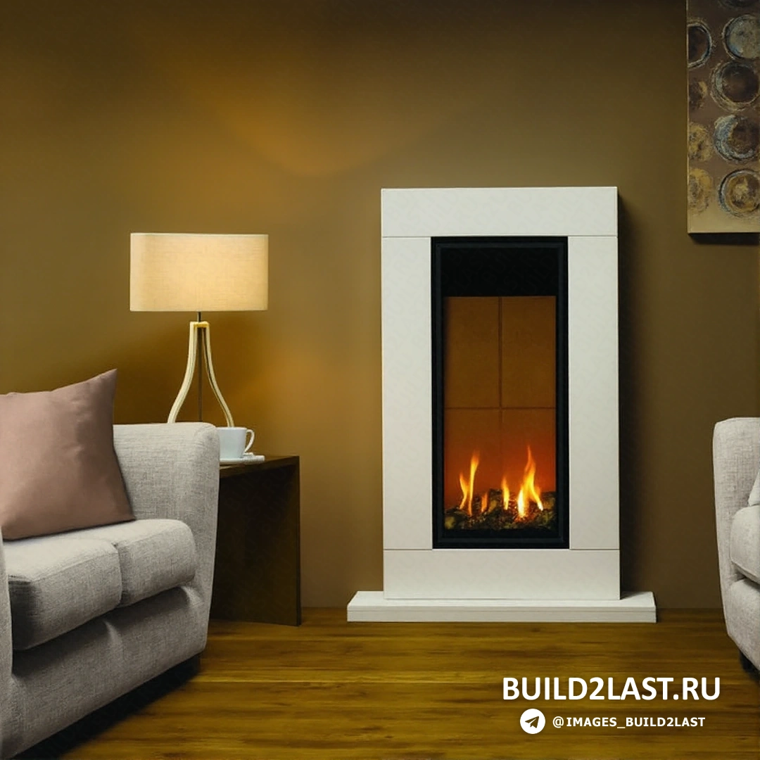 Камин с декоративными подушками и современным интерьером в гостиной, с серыми и зелеными акцентами