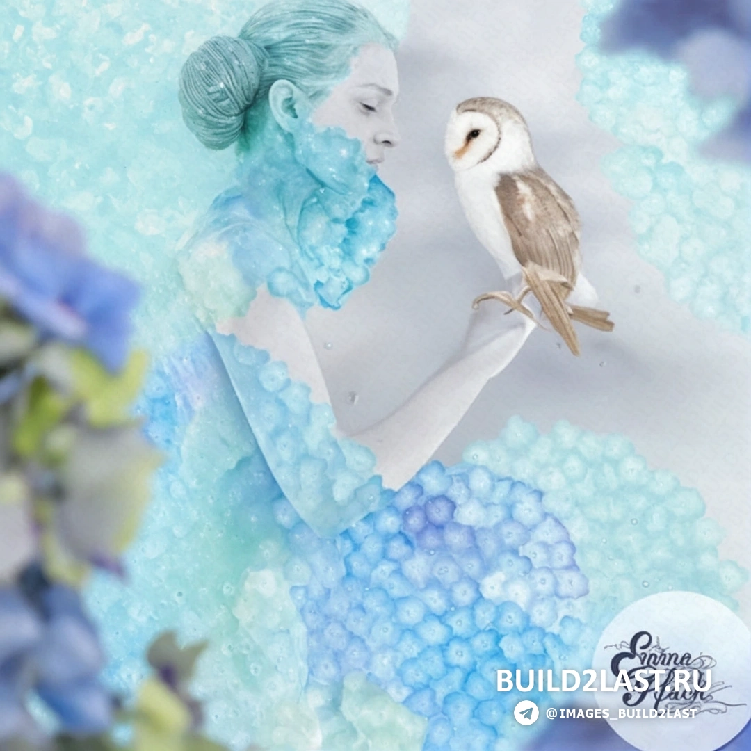 Модель с боди-артом, на котором изображены крупные цветы и листья, светлый фон