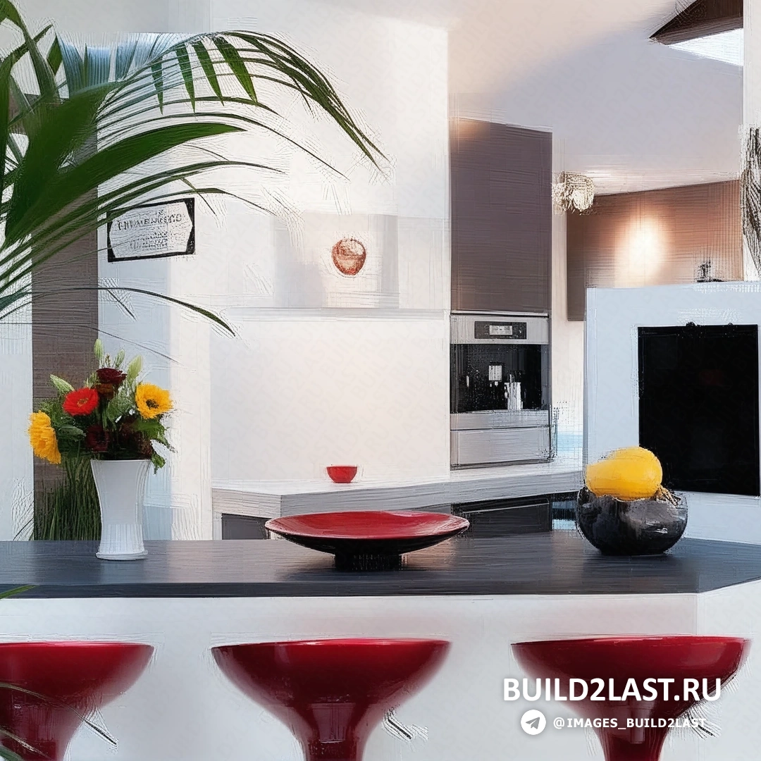 Современная кухня с островом, встроенной техникой и высококачественными материалами