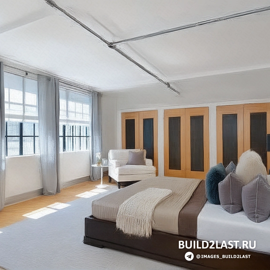 Современный офис с высокими потолками, открытым пространством и минималистичным дизайном