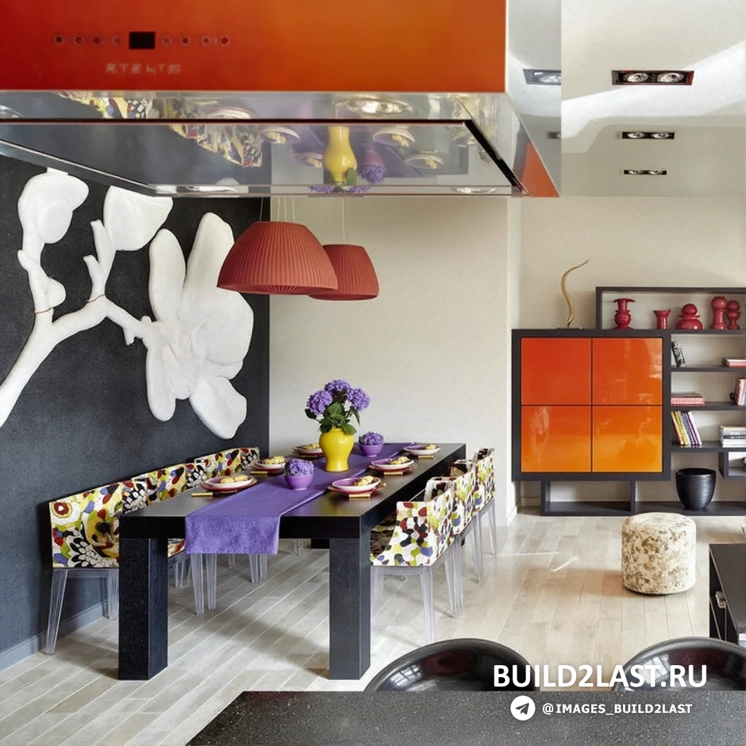 Яркие и нестандартные декоративные элементы, характерные для фьюжн стиля